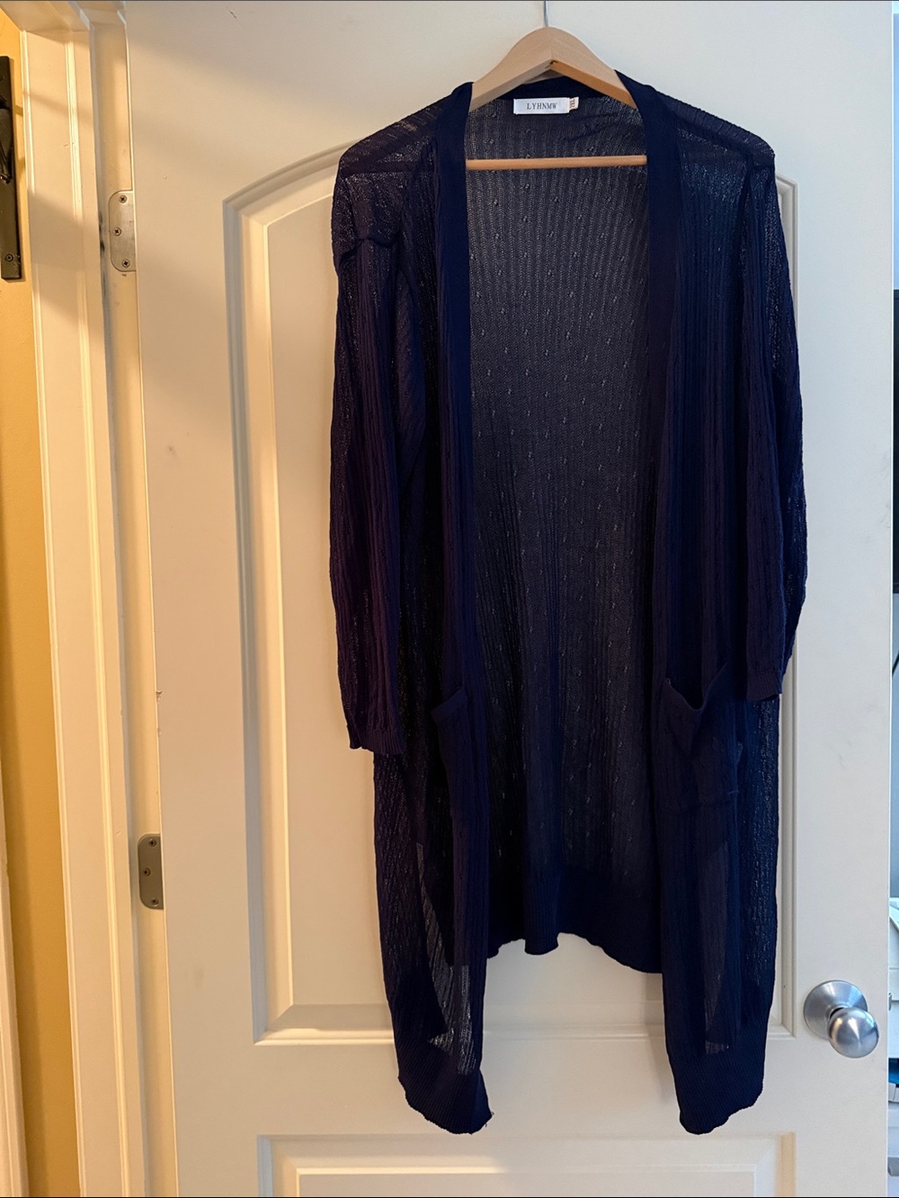 Lightweight Navy Open-Front Long Cardigan by EILEEN FISHER